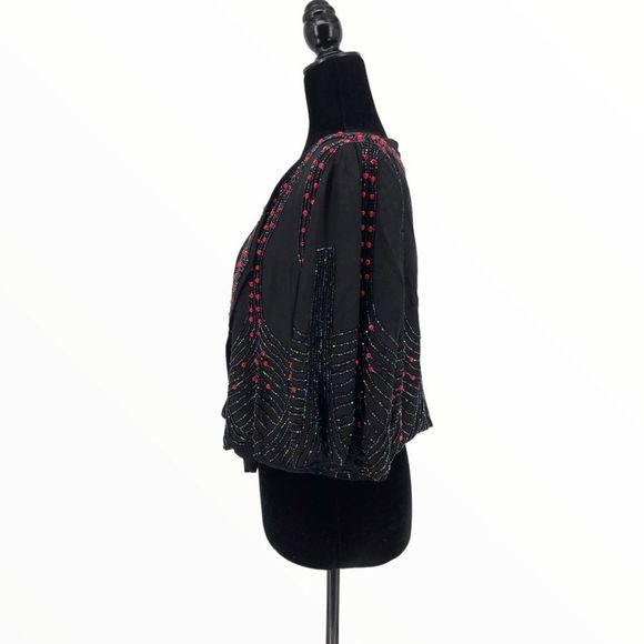 90’s Vintage Beaded Cropped Dinner Jacket Elbow Sleeves - Picture 7 of 12